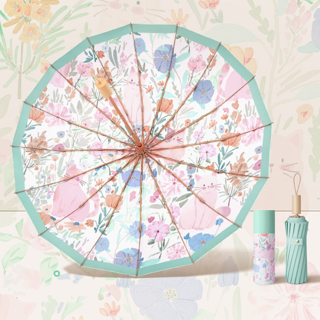 Creative Design UV Umbrella 16 Ribs Windproof - Rose cat