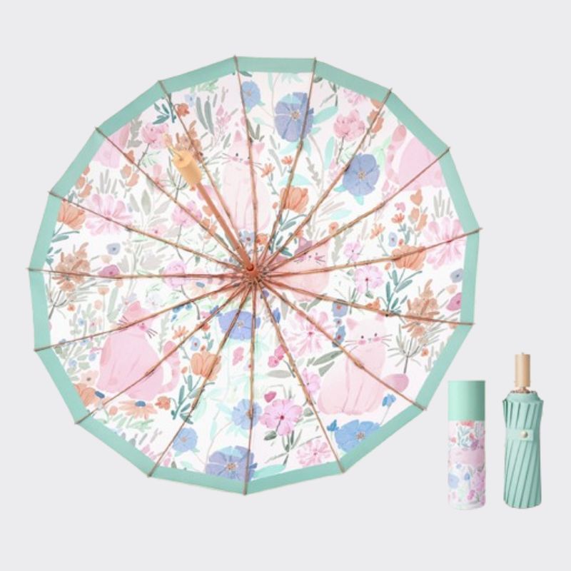 Creative Design UV Umbrella 16 Ribs Windproof - Rose cat