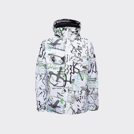 Men's Down Jacket White Graffiti