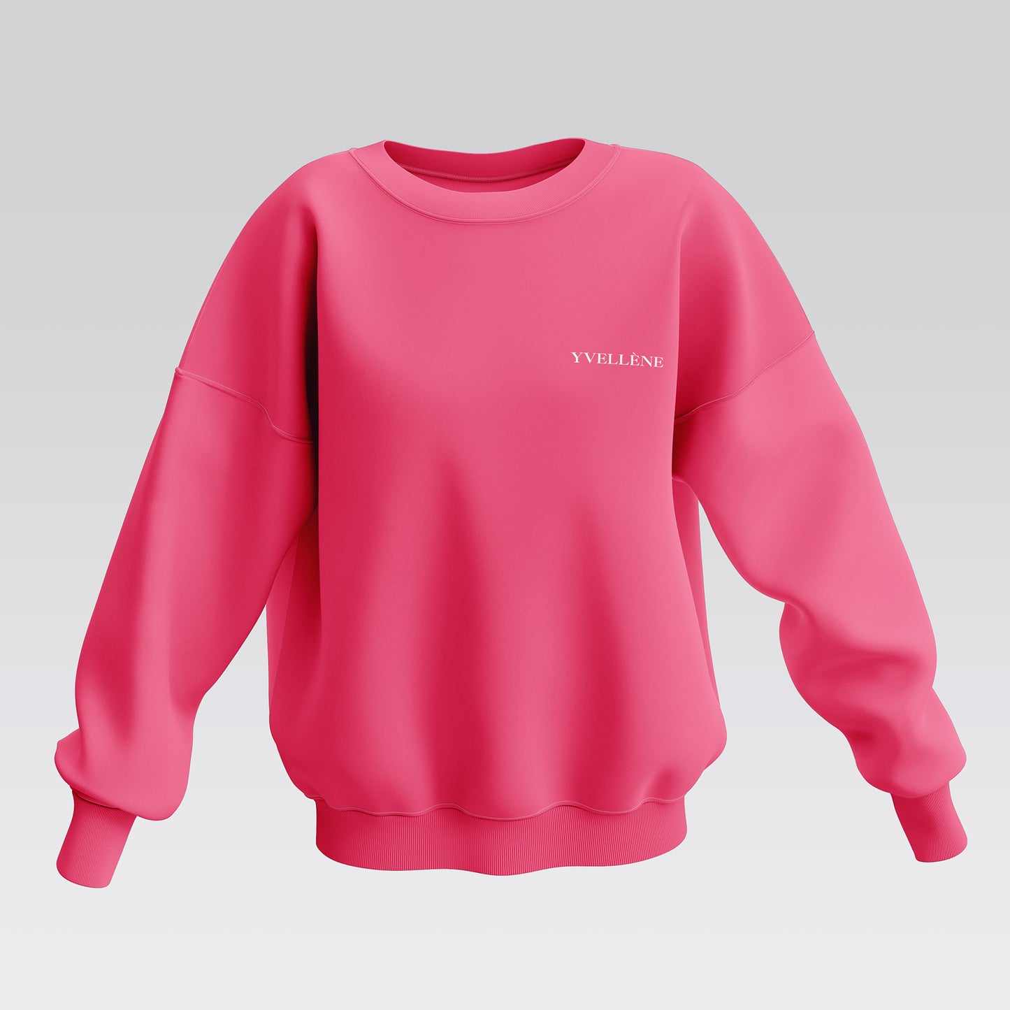 YVELLÈNE Soft Cotton Oversized Crew Neck Sweatshirt Cherry