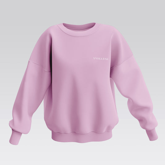 YVELLÈNE Soft Cotton Oversized Crew Neck Sweatshirt Dahlia Violet