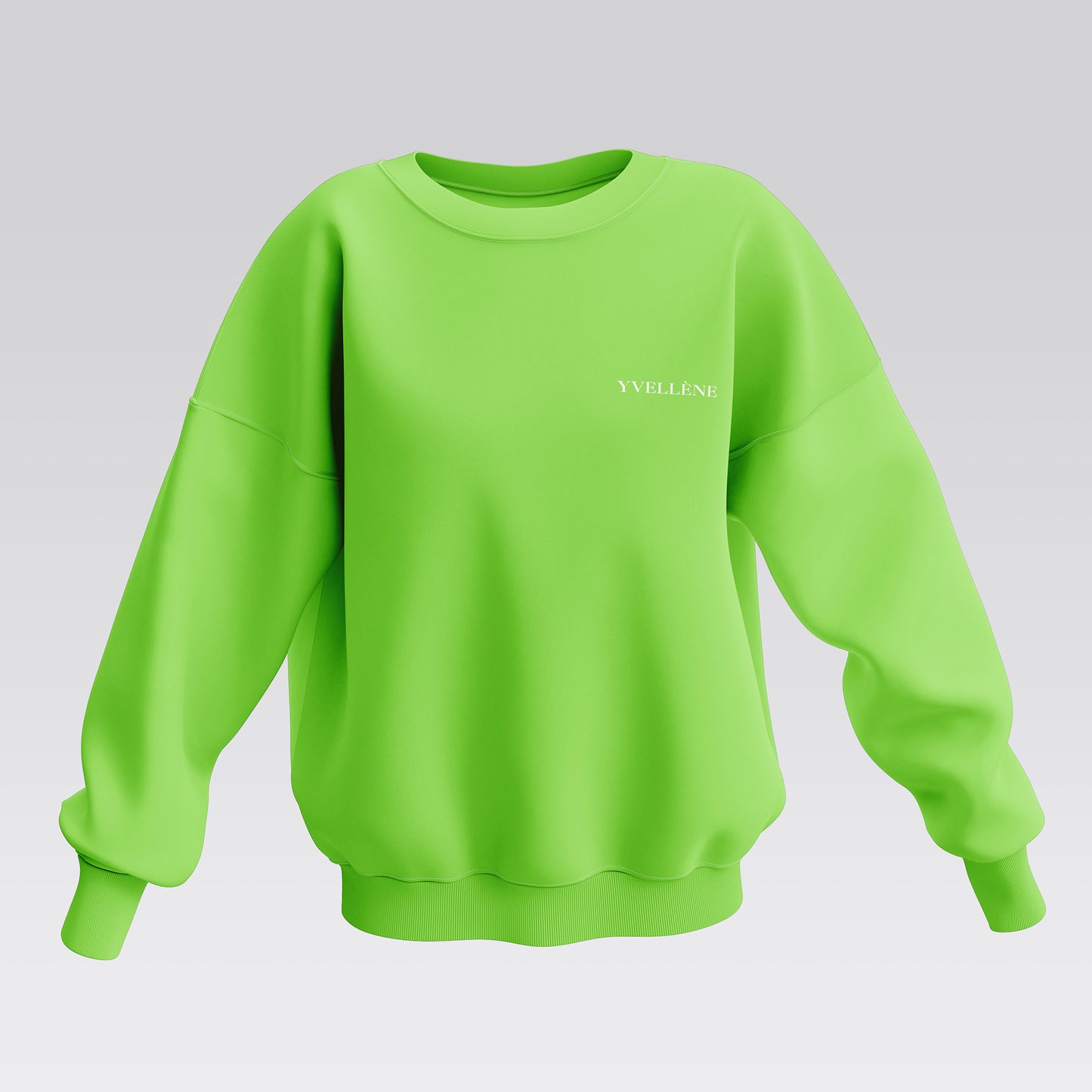 YVELLÈNE Soft Cotton Oversized Crew Neck Sweatshirt Green