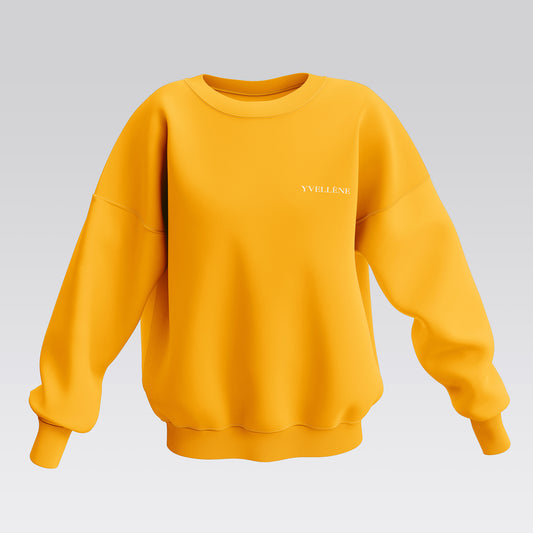 YVELLÈNE Soft Cotton Oversized Crew Neck Sweatshirt Orange