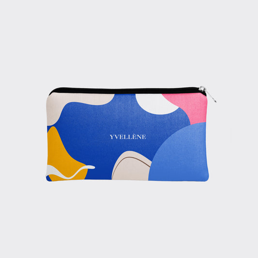 YVELLÈNE Passion Blue Cosmetic Canvas Pouch Bag