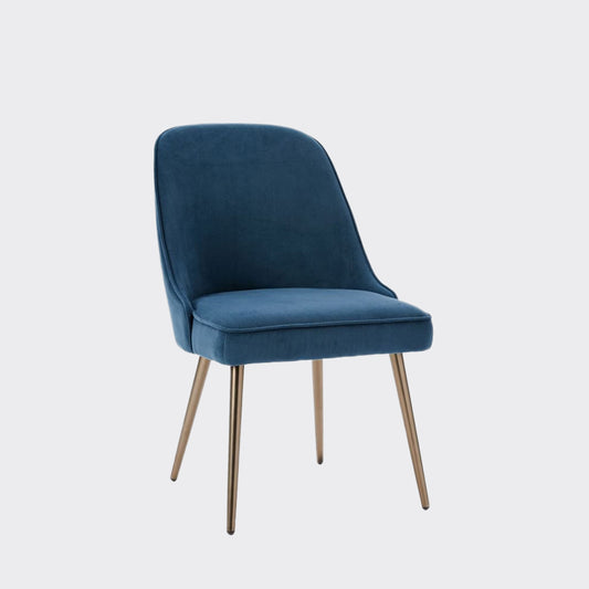 Blue Velvet Chair with backrest