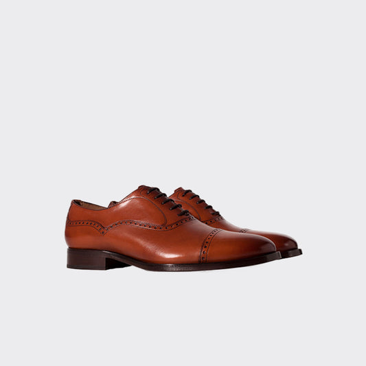 Men's Cap Toe Lace-up Oxford Dress Shoe Brown