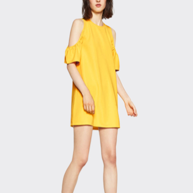 Women's Off-the-Shoulder Midi Dress Yellow