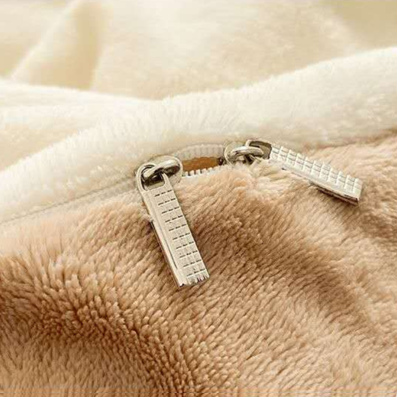 Winter Warm Bedding Collection – Double Teddy Fleece Reversible Bedding Set Latte Beige