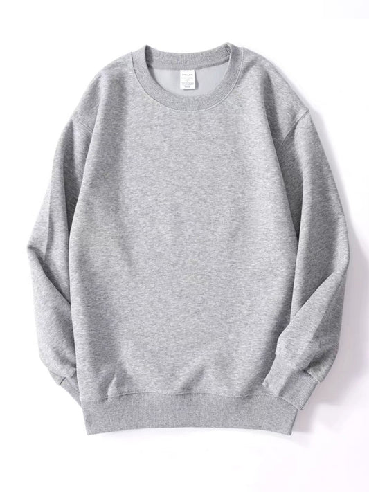 Soft Cotton Crew Neck Sweatshirt Gray